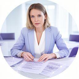 Intellectual property counsel in a bright meeting room marking up a licensing agreement